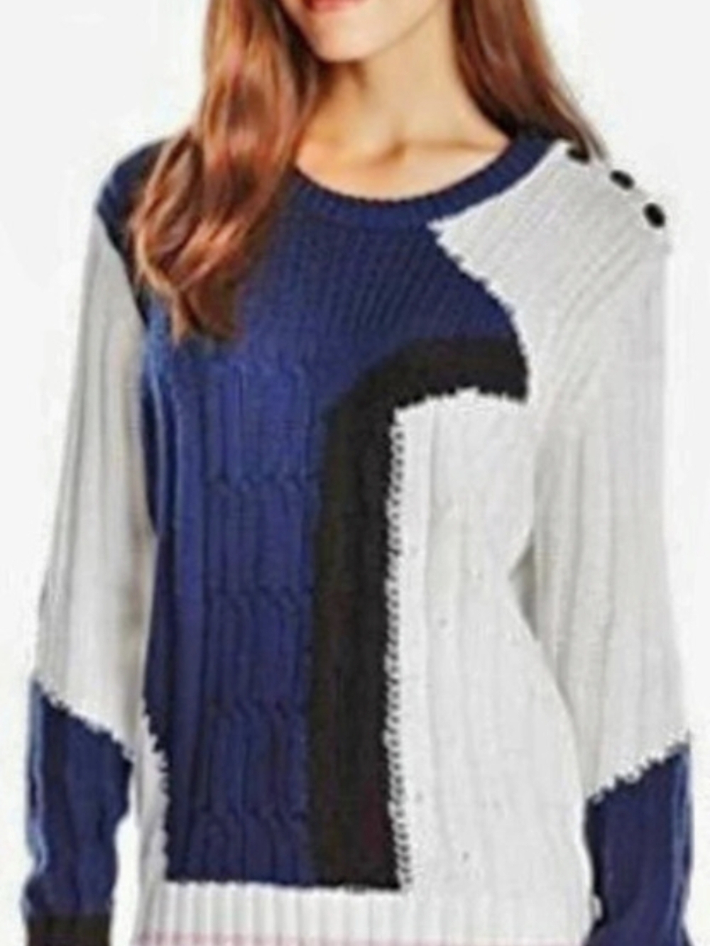 Rebecca Minkoff Prim Sweater Color Block Sweater in Blue & Cream Size Medium NWT
